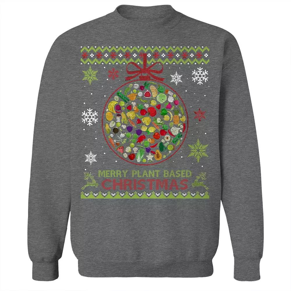 Men's Plant Based Christmas Sweater Graphic Sweatshirt, Adult Unisex,  Product Image