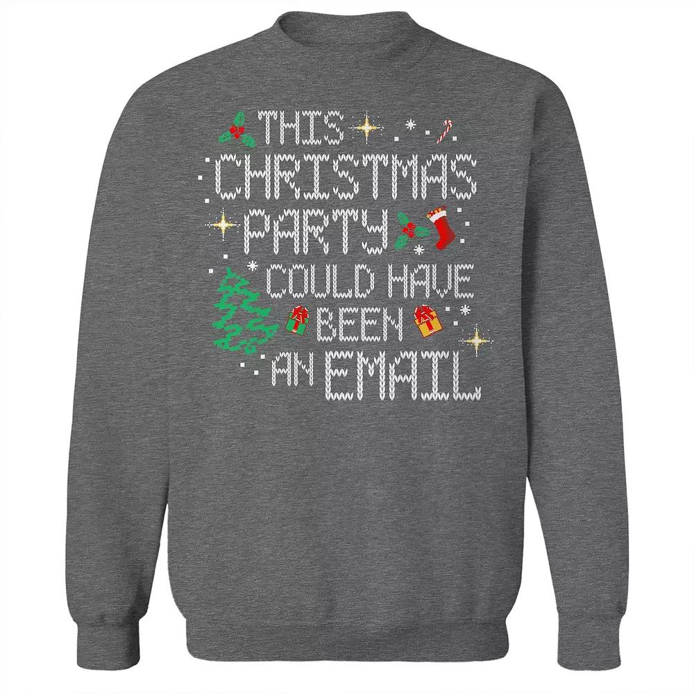 Men's Christmas Sweater Party Email Graphic Sweatshirt, Size: Small, Grey Heather Product Image