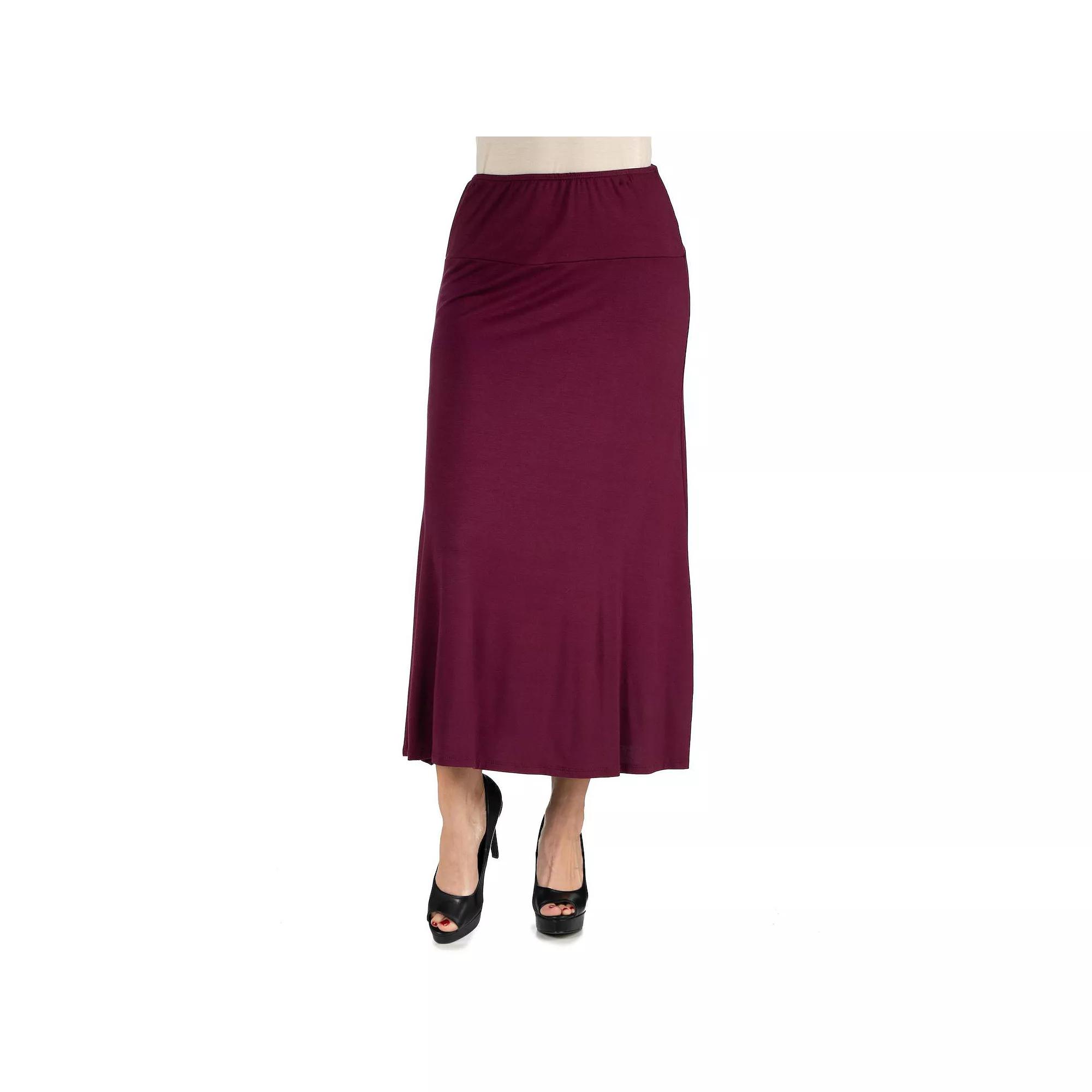 Women's 24seven Comfort Apparel Elastic Waist Midi Skirt, Size: XXL, Red Product Image