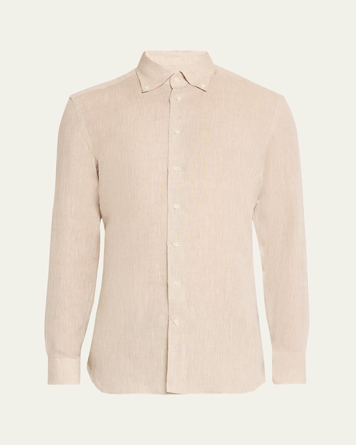 Mens Cotton Button-Collar Sport Shirt Product Image