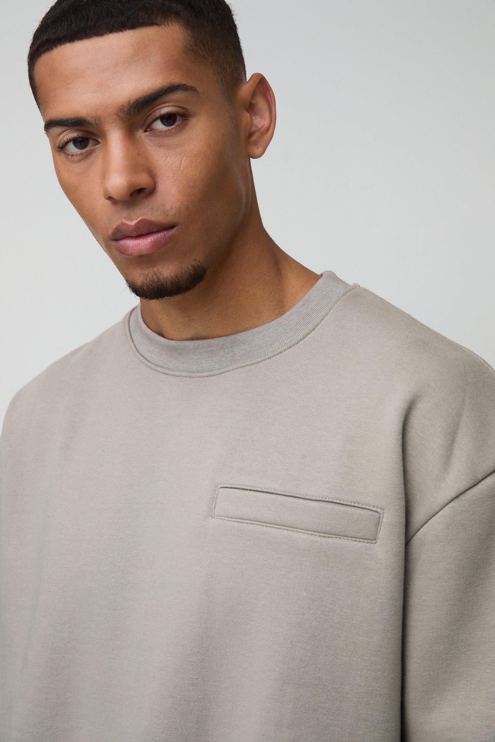 Oversized Boxy Heavyweight 3D Print Pocket Sweatshirt | boohooMAN USA Product Image