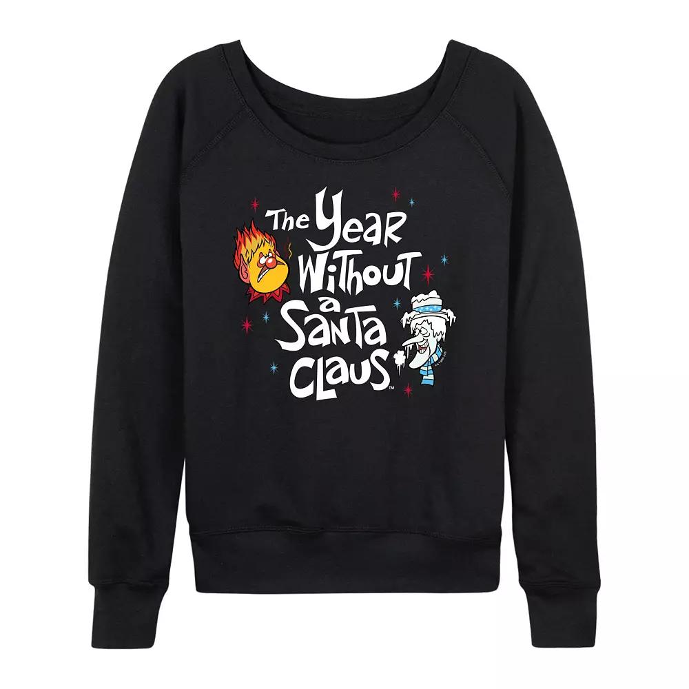 Women's The Year Without a Santa Claus Heat Miser And Snow Miser French Terry Long Sleeve Tee, Size: Large, Black Product Image