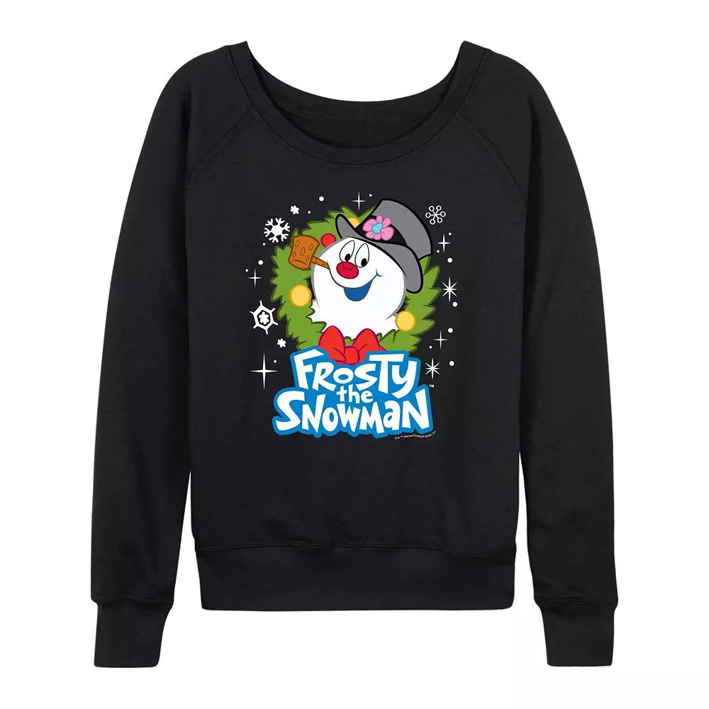 Women's Frosty The Snowman Wreath French Terry Long Sleeve Tee,  Product Image