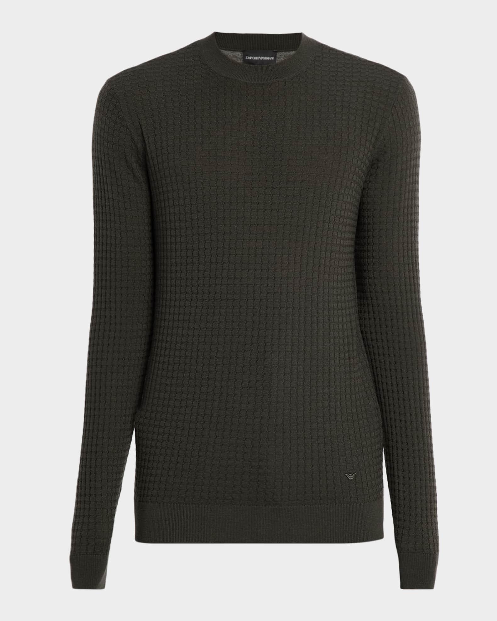 Men's Square Texture Knit Crewneck Sweater Product Image