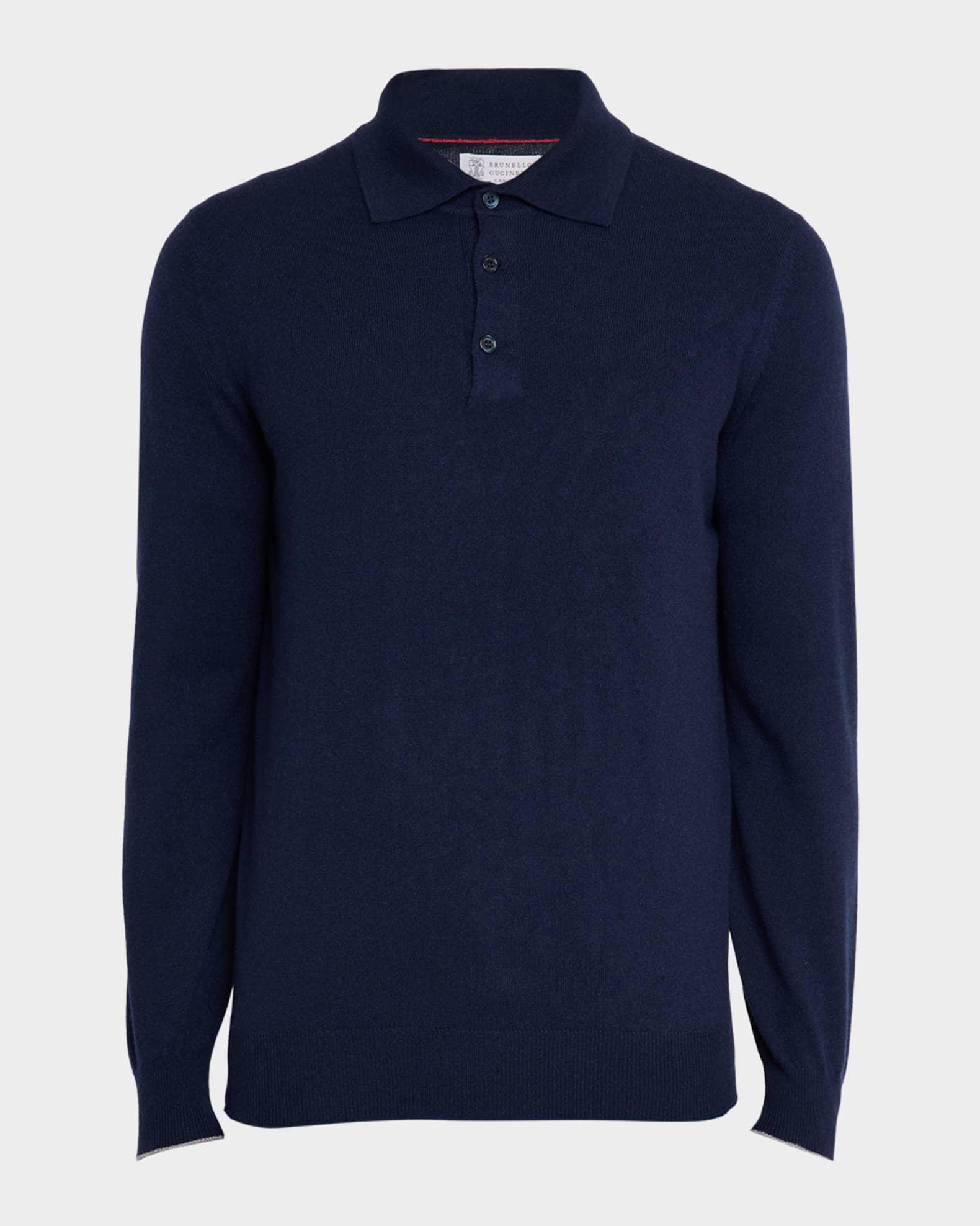 Men's Premium Cashmere Polo Sweater Product Image