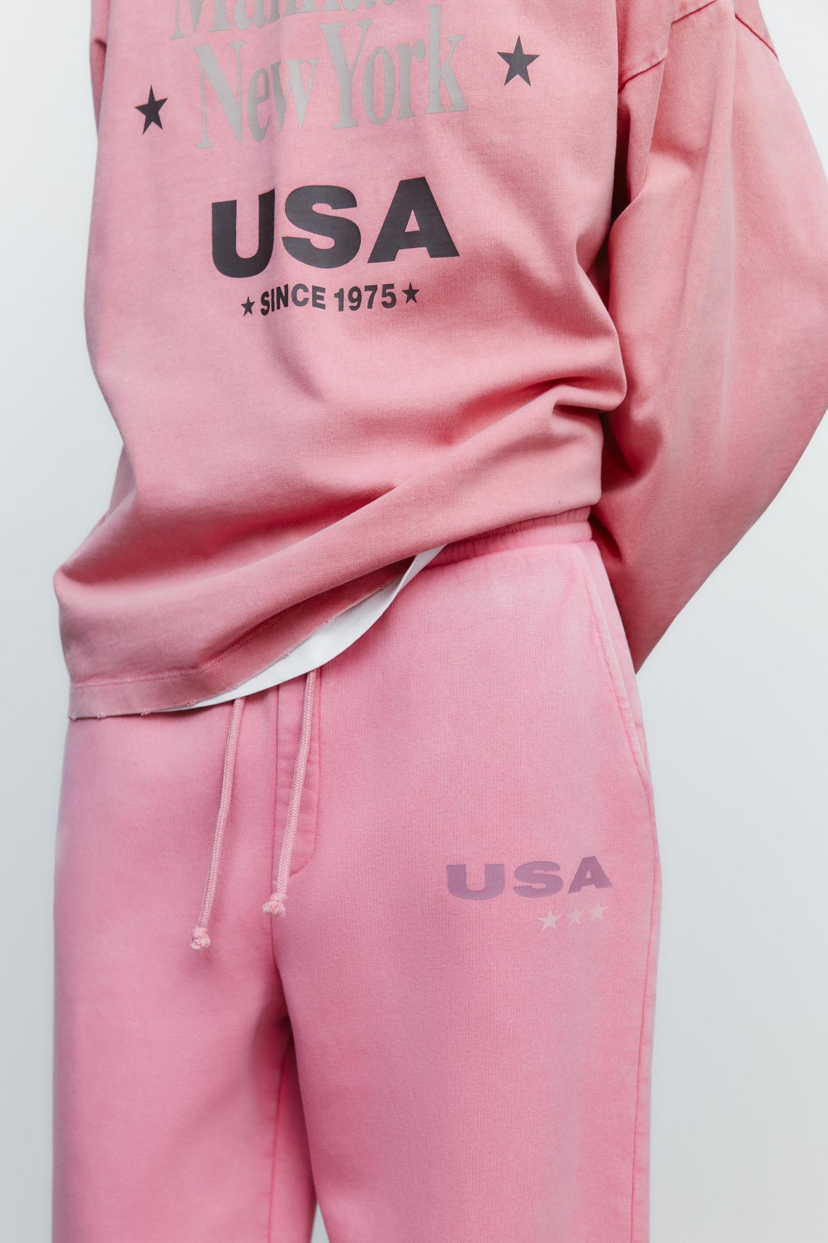 WASHED EFFECT TEXT DETAIL SWEATPANTS Product Image