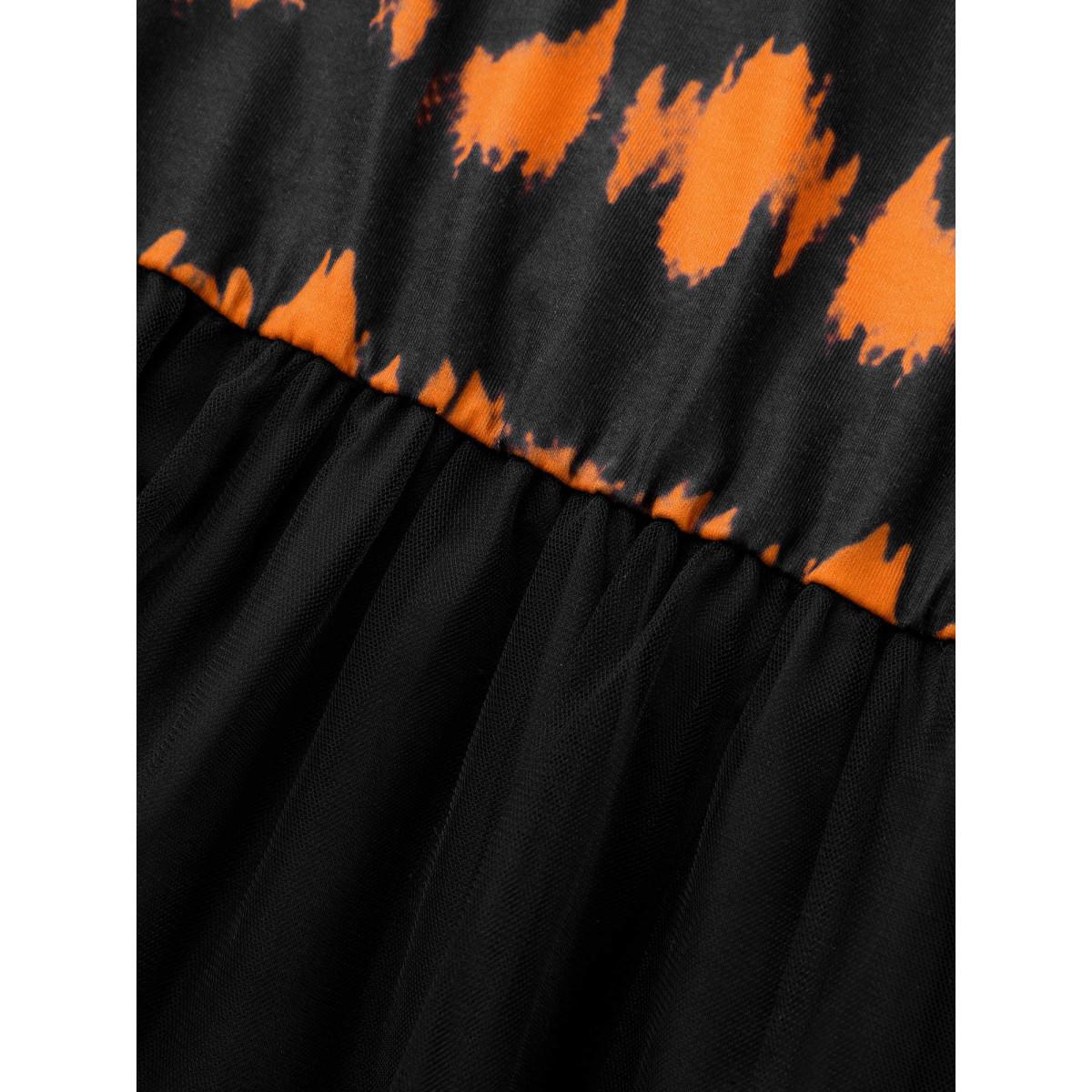 Plus Size Soft Knit And Chiffon Contrast Midi Dress Brightorange Women Cocktail Contrast Party Curvy Bloomchic 10/M Product Image