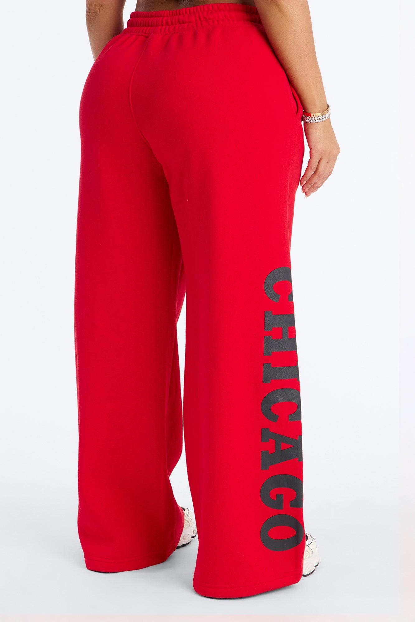 NBA Chicago Bulls Fleece Wide Leg Pants - Red Female Product Image