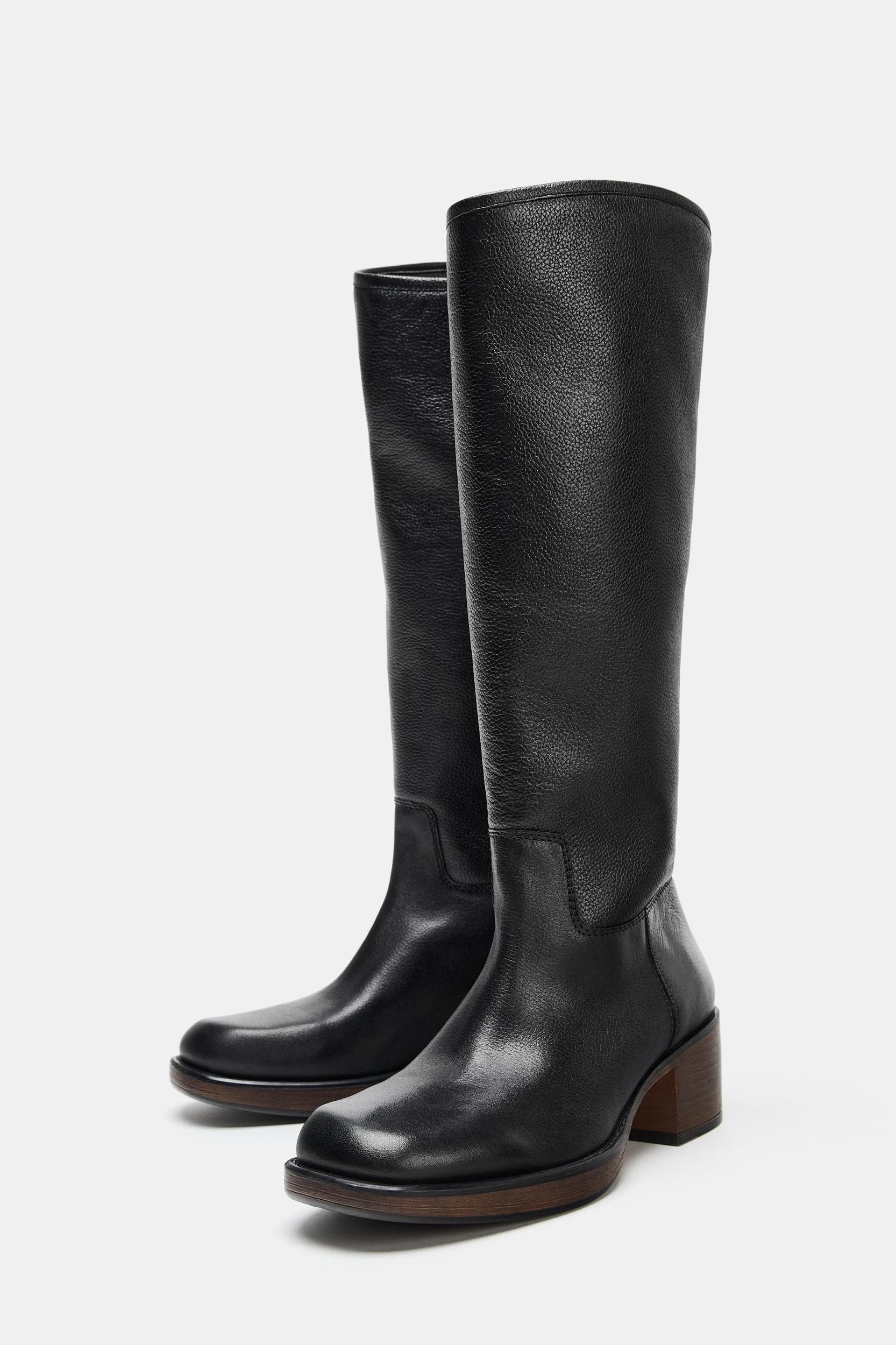 LEATHER HEEL BOOTS Product Image