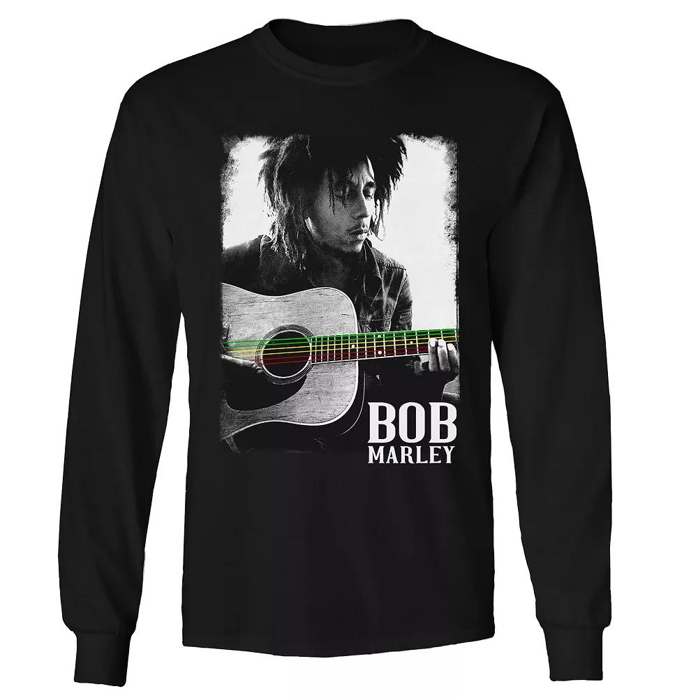 Men's Bob Marley Guitar Long Sleeve Tee, Size: Small, Black Product Image
