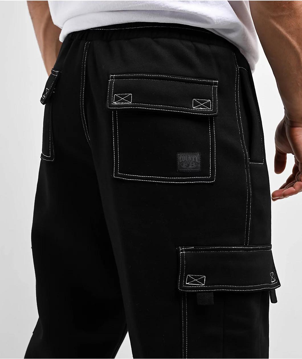 FB County Contrast Black Cargo Sweatpants Product Image