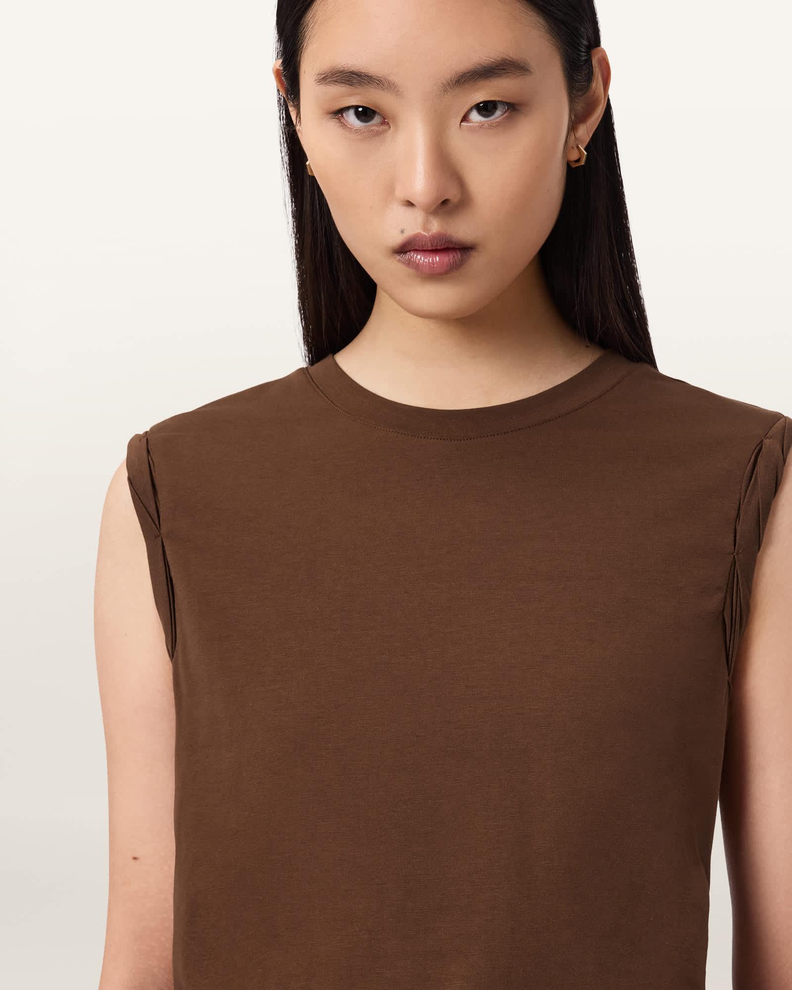 West Sleeveless Tank Top PECAN BROWN | ALLSAINTS US Product Image