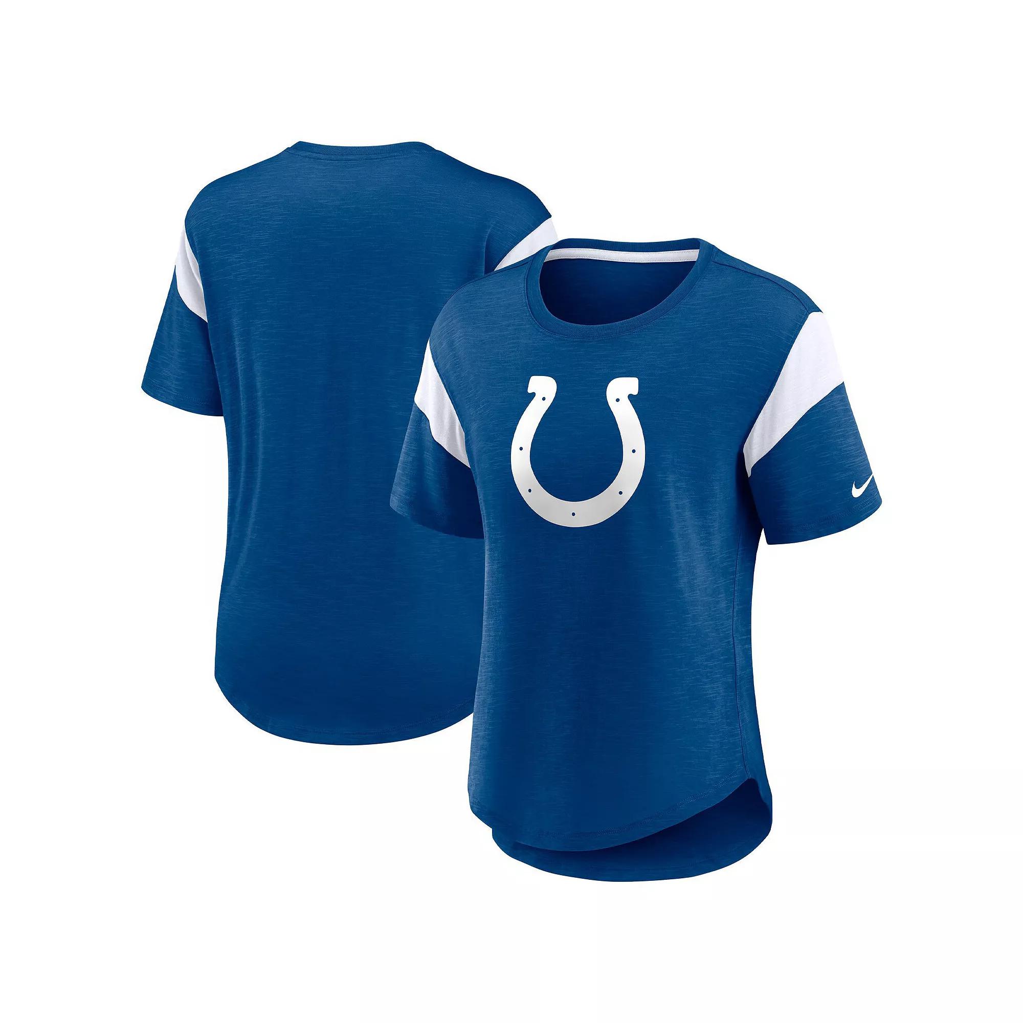 Women's Nike Heathered Royal Indianapolis Colts Primary Logo Slub Fashion Top, Size: Medium, Blue Product Image