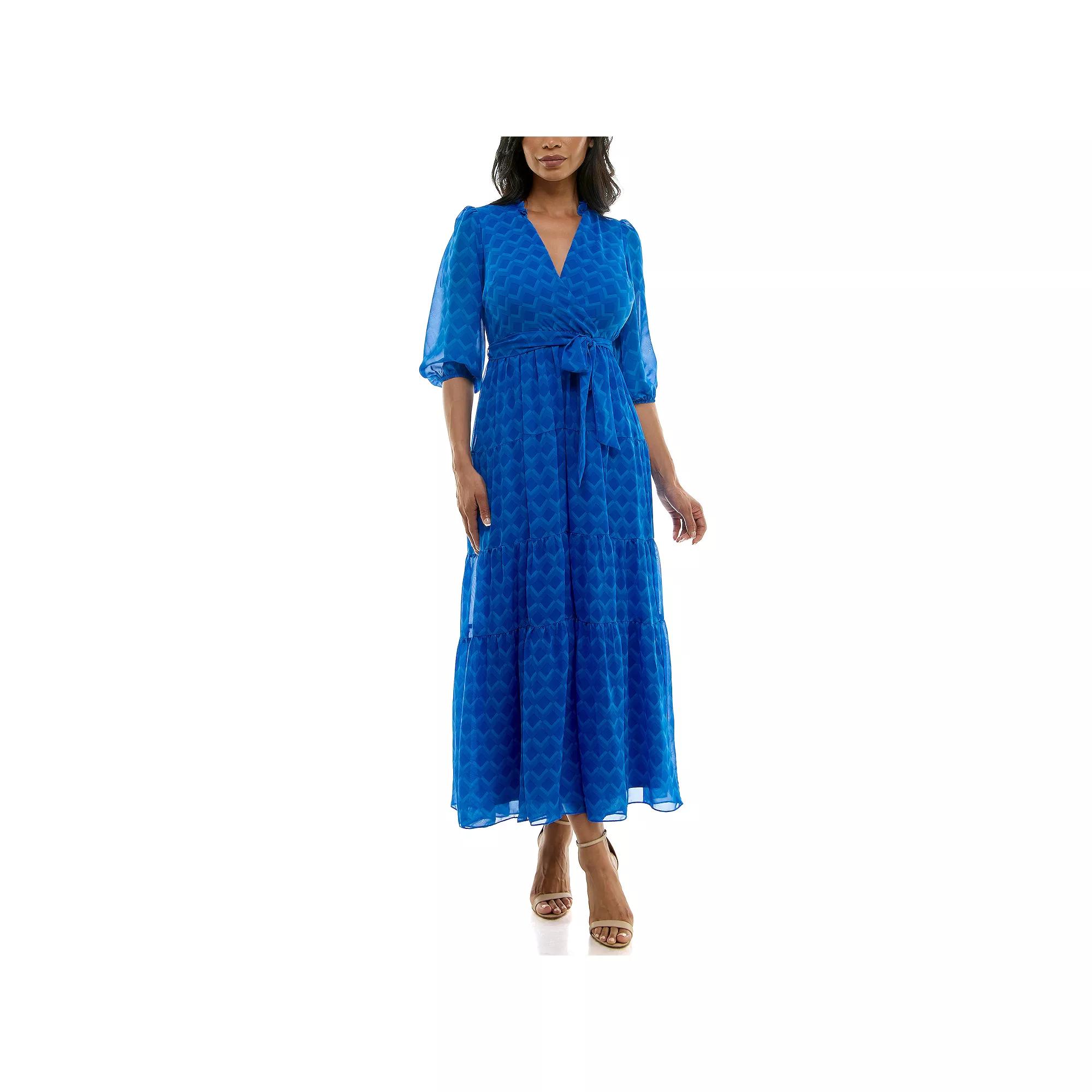 Women's Maison Tara Surplice Tier Skirt Maxi Dress, Size: 16, Blue Product Image
