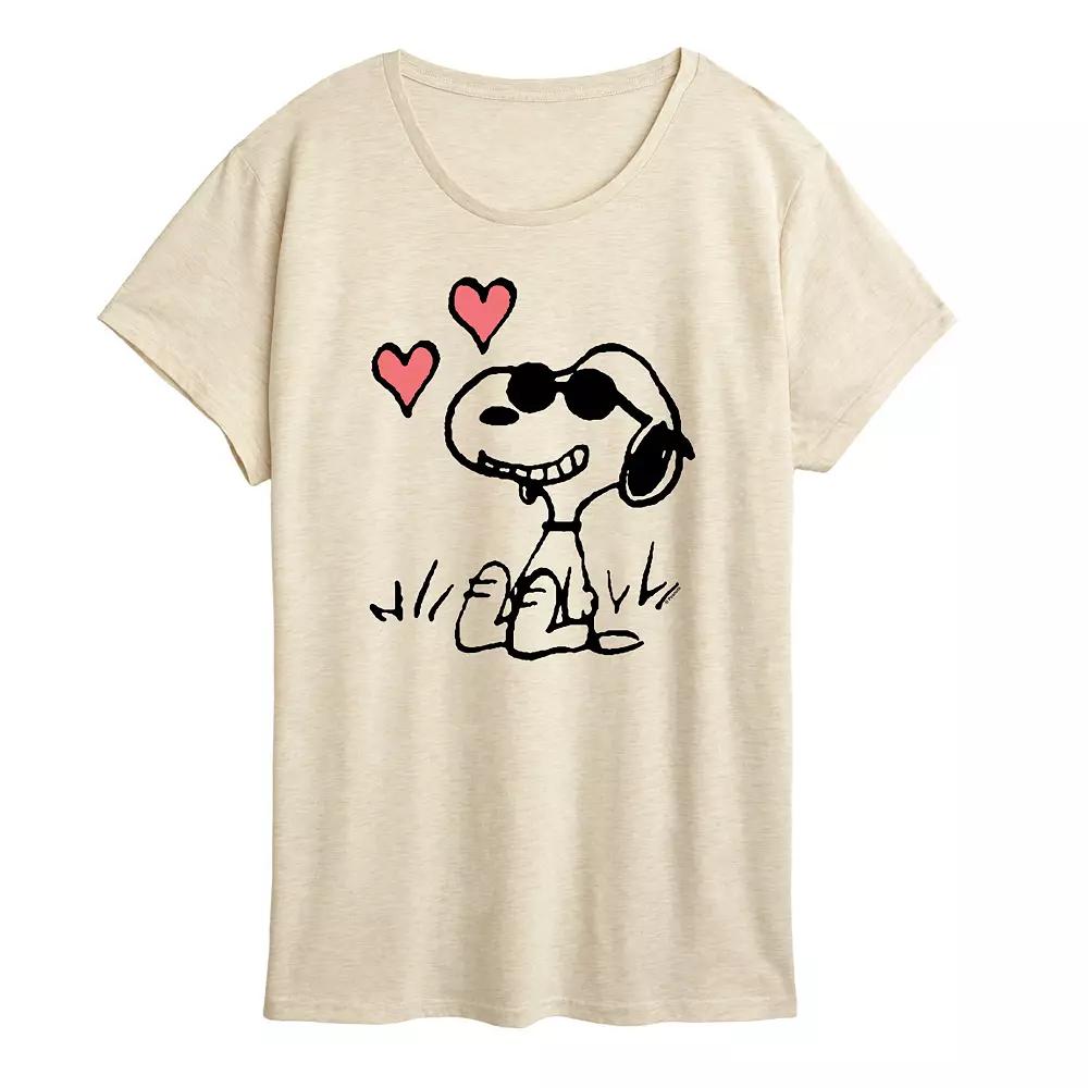 Women's Peanuts Snoopy Joe Cool Sitting Hearts Graphic Tee,  Product Image