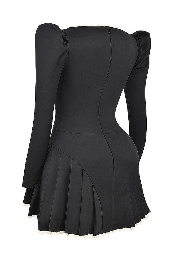 Larisa  black & cream pleated mini dress Product Image