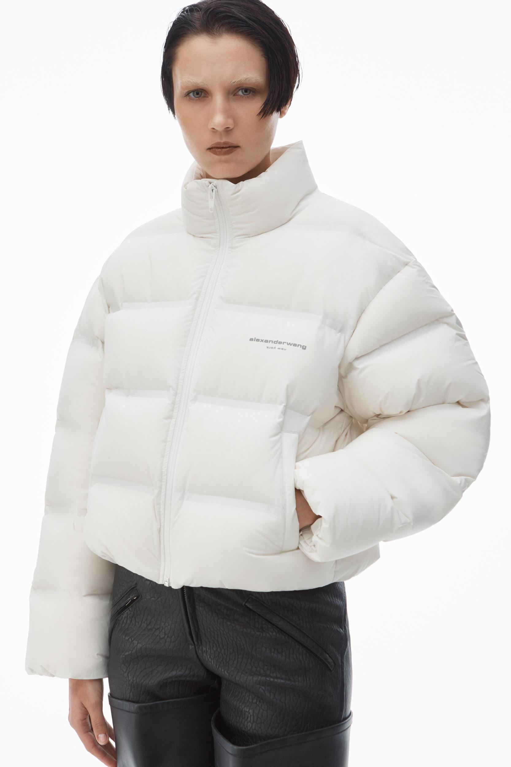 Cropped Puffer Coat With Reflective Logo Product Image
