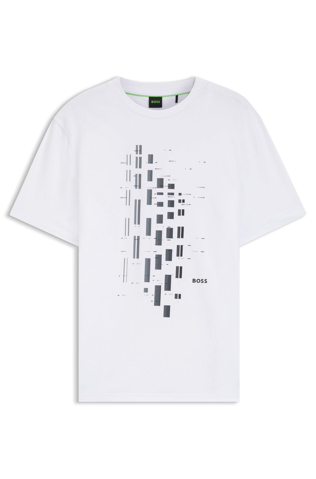 Geometric-print T-shirt in stretch cotton Product Image