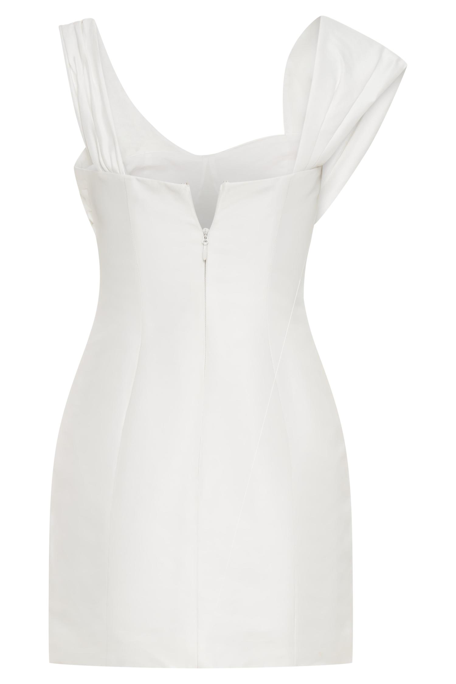 Farrah Structured Draped Mini Dress - White Product Image