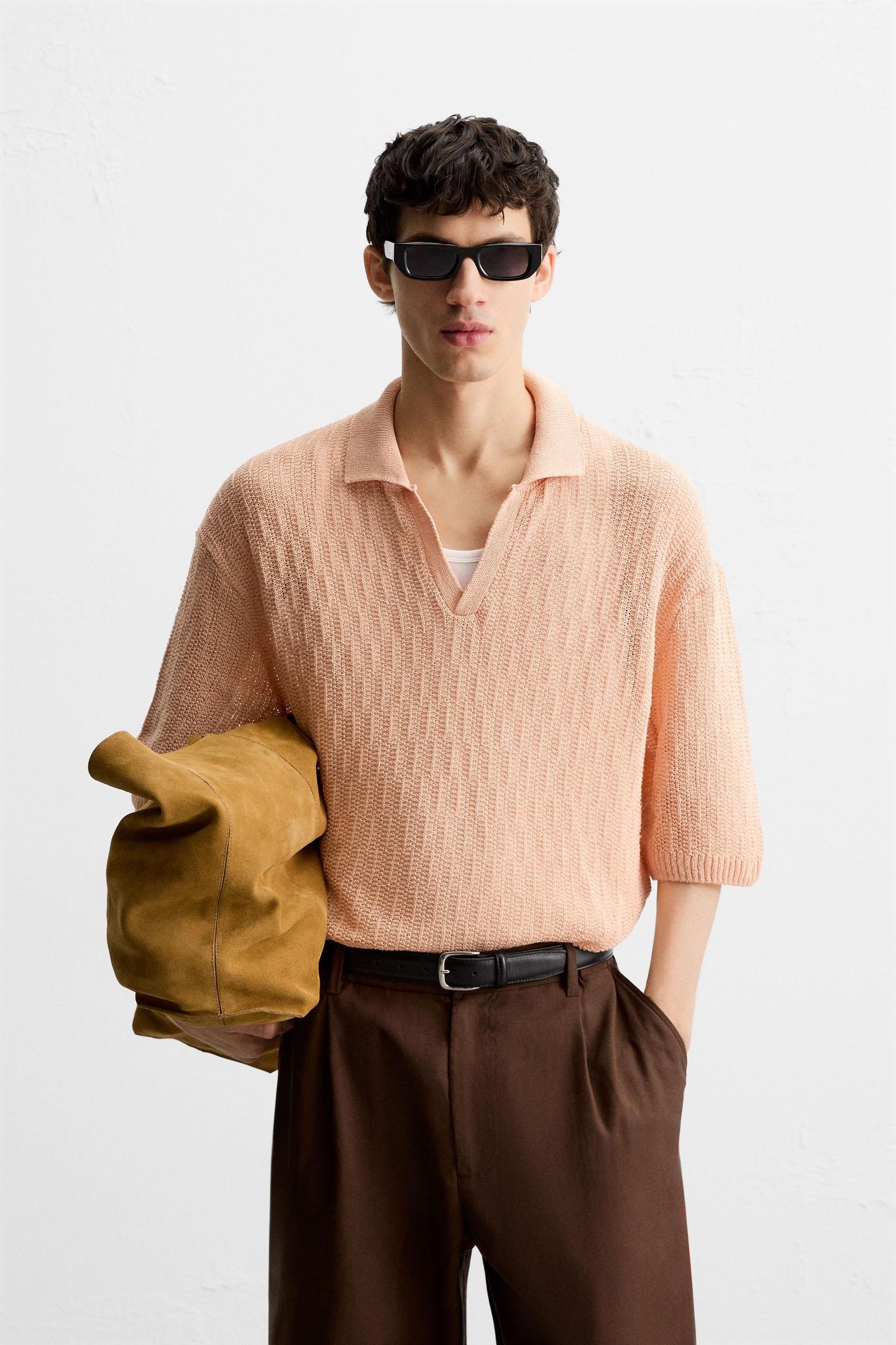 OPEN KNIT POLO SHIRT Product Image