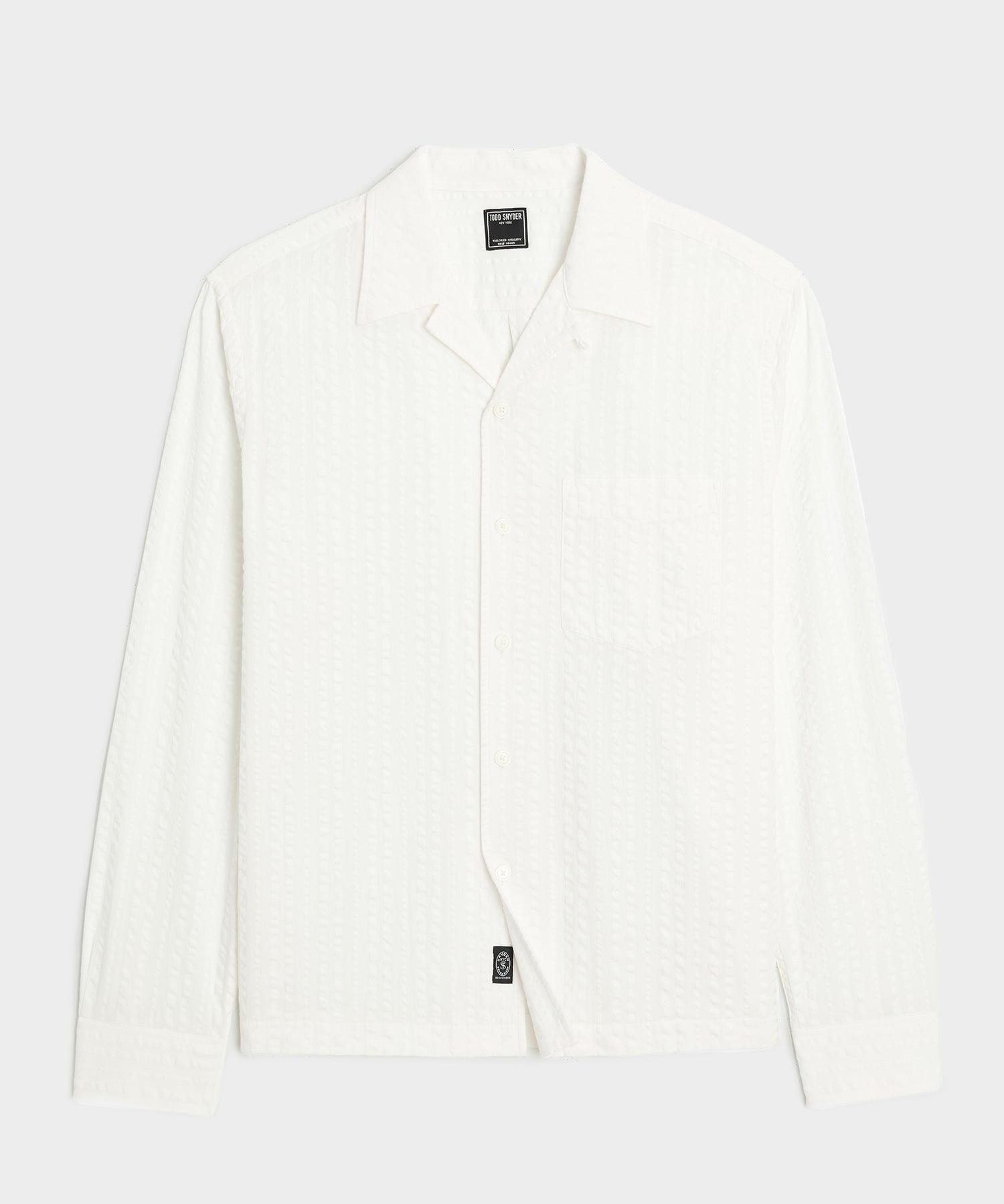 Cropped Seersucker Camp Collar Shirt Product Image