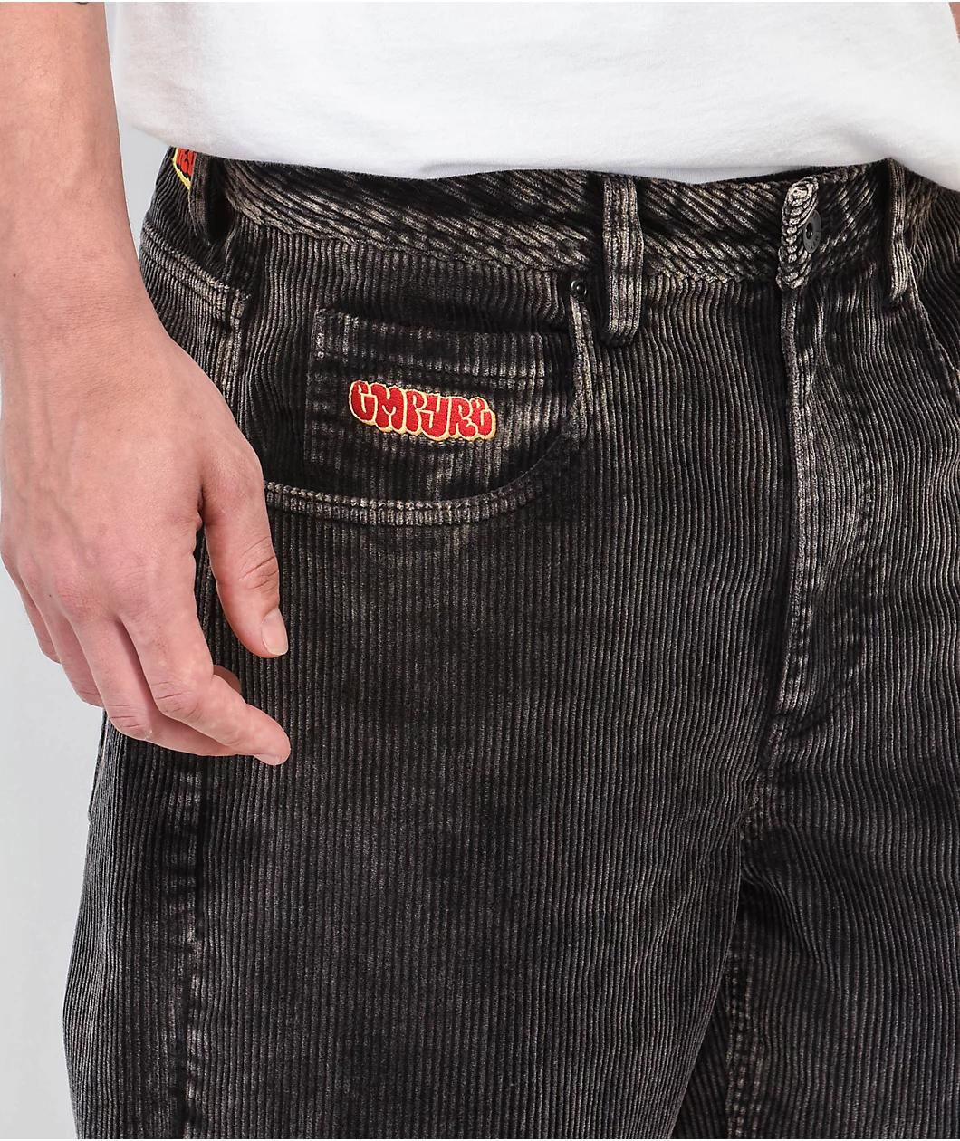 Empyre Loose Fit Sk8 Black Acid Wash Corduroy Skate Pants Product Image