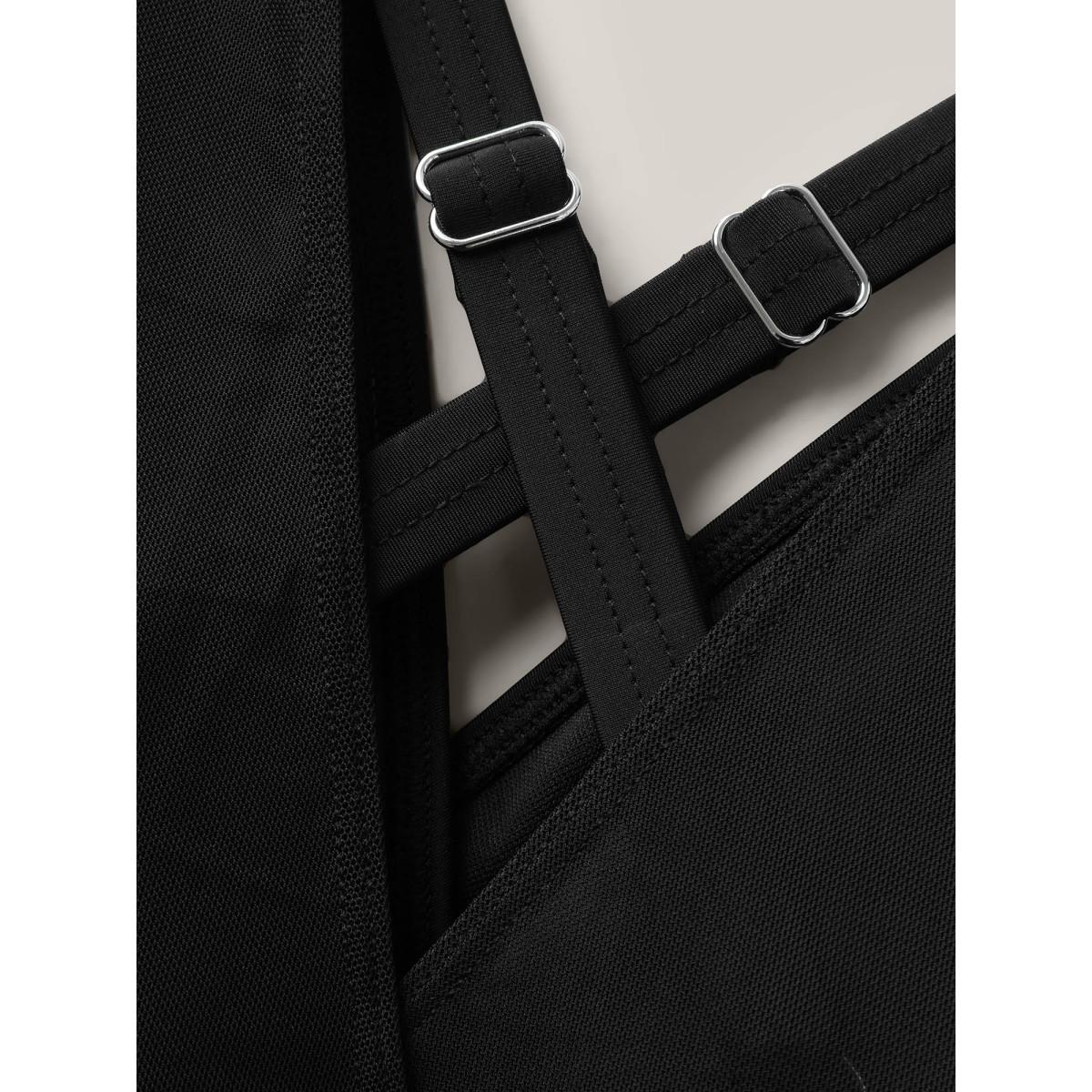 Plus Size Layered Sheer Pleated One-Piece Swimsuit Women's Swimwear Black Beach Gathered Curve Bathing Suits High stretch One Pieces BloomChic 14-16/1X Product Image