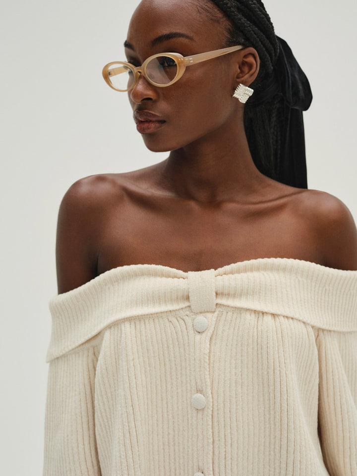 Paola Off Shoulder Sweater — Ivory Product Image