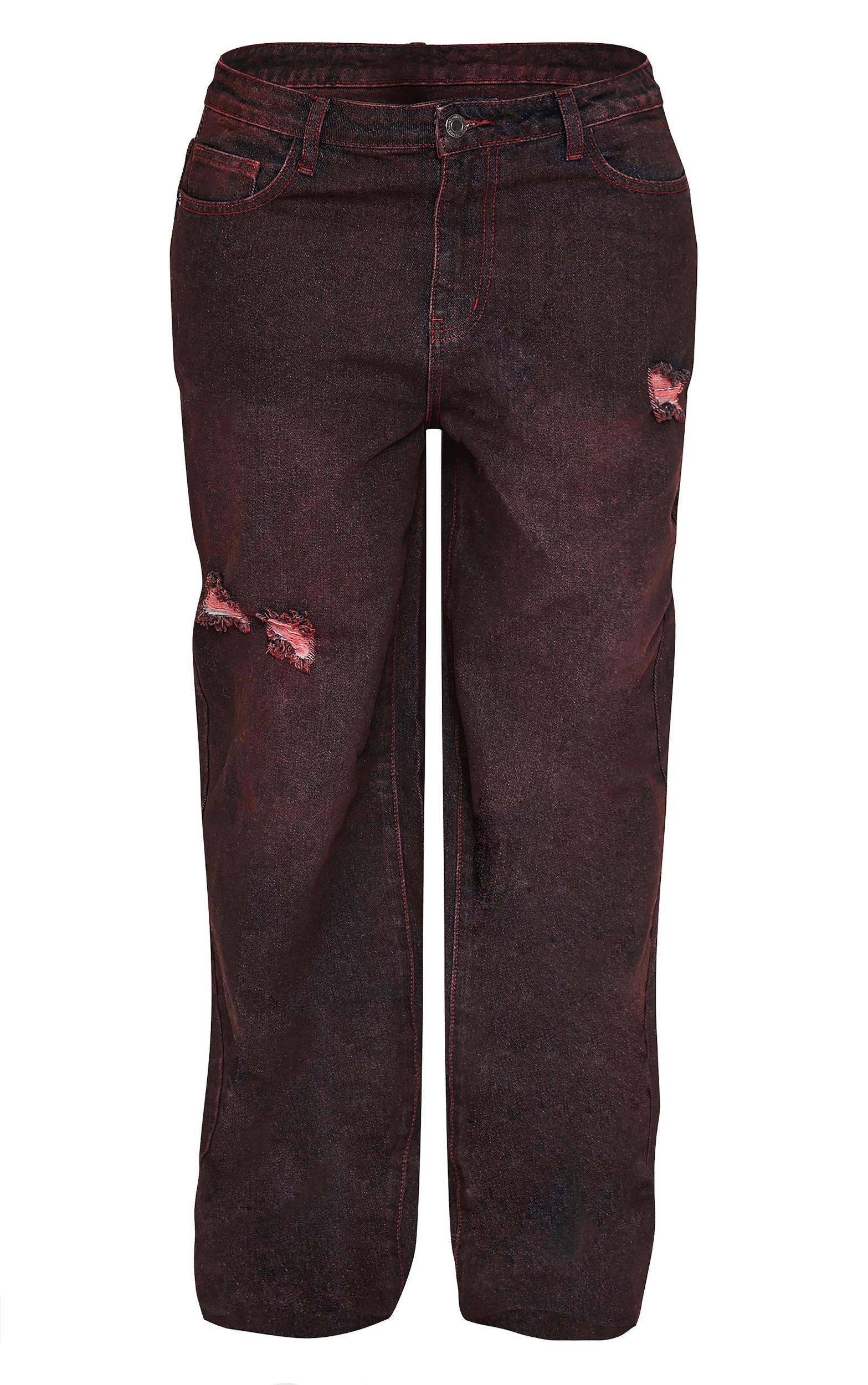 Shape Burgundy Washed Denim Wide Leg Jeans Product Image