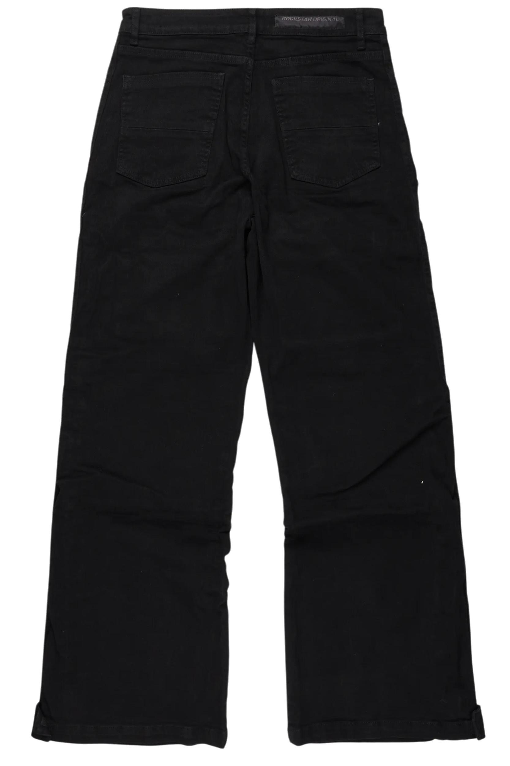 Yuri Black Stacked Cargo Flare Jean Male Product Image
