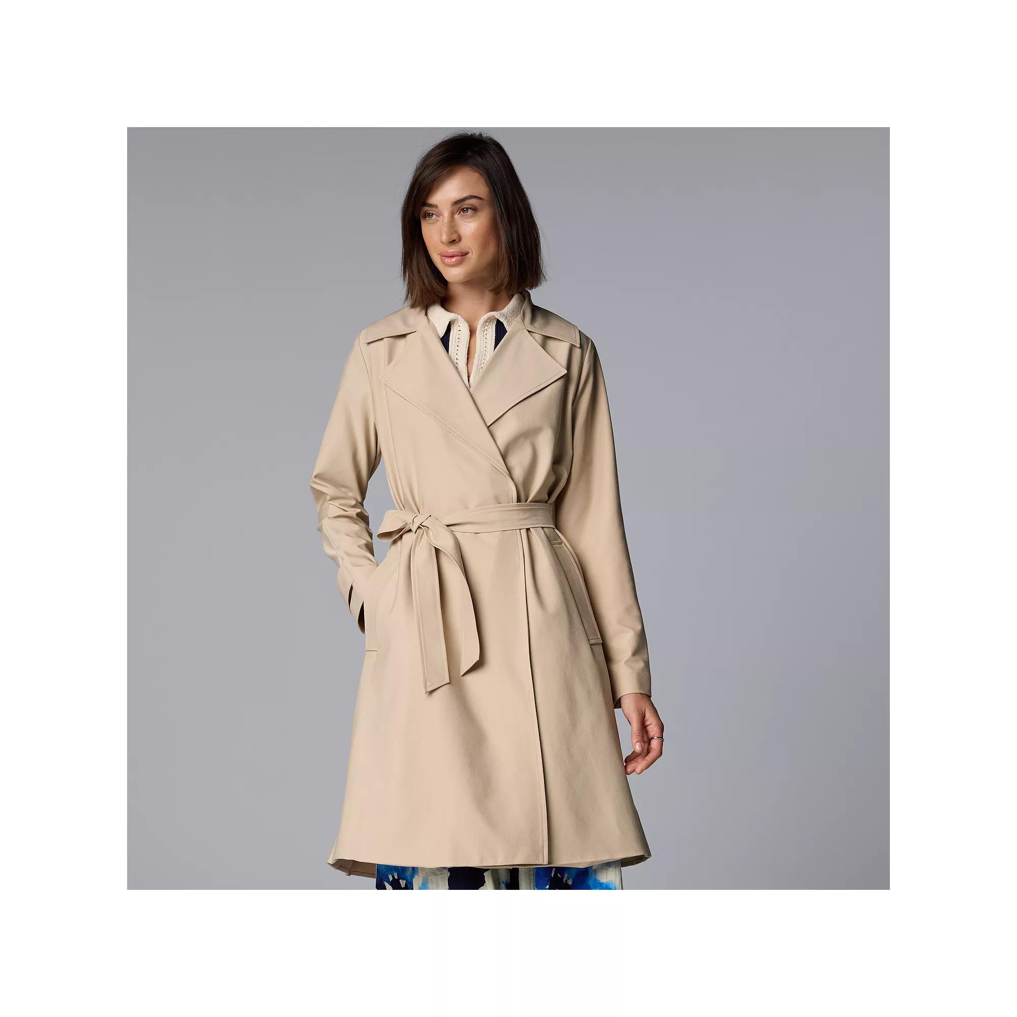 Women's Simply Vera Vera Wang Pleated Trench Coat, Size: Small, White Pepper Product Image