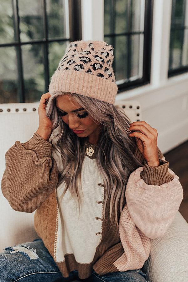 Away To The Alps Leopard Beanie In Blush Product Image