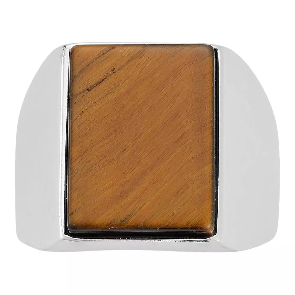 Men's Menster Sterling Silver Simulated Tiger's Eye Square Signet Ring, Size: 9 Product Image