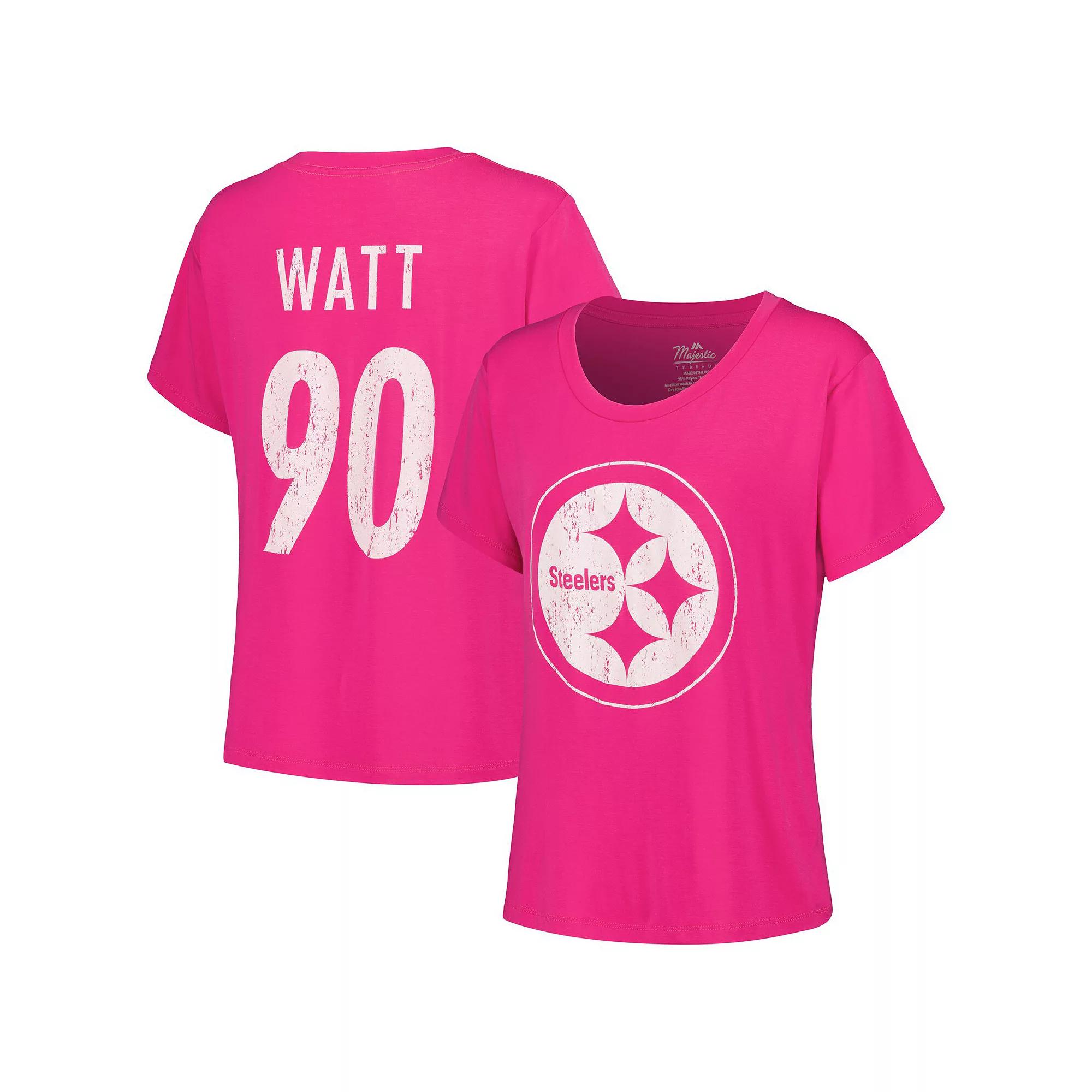 Women's Majestic Threads T.J. Watt Pink Pittsburgh Steelers Name & Number T-Shirt,  Product Image