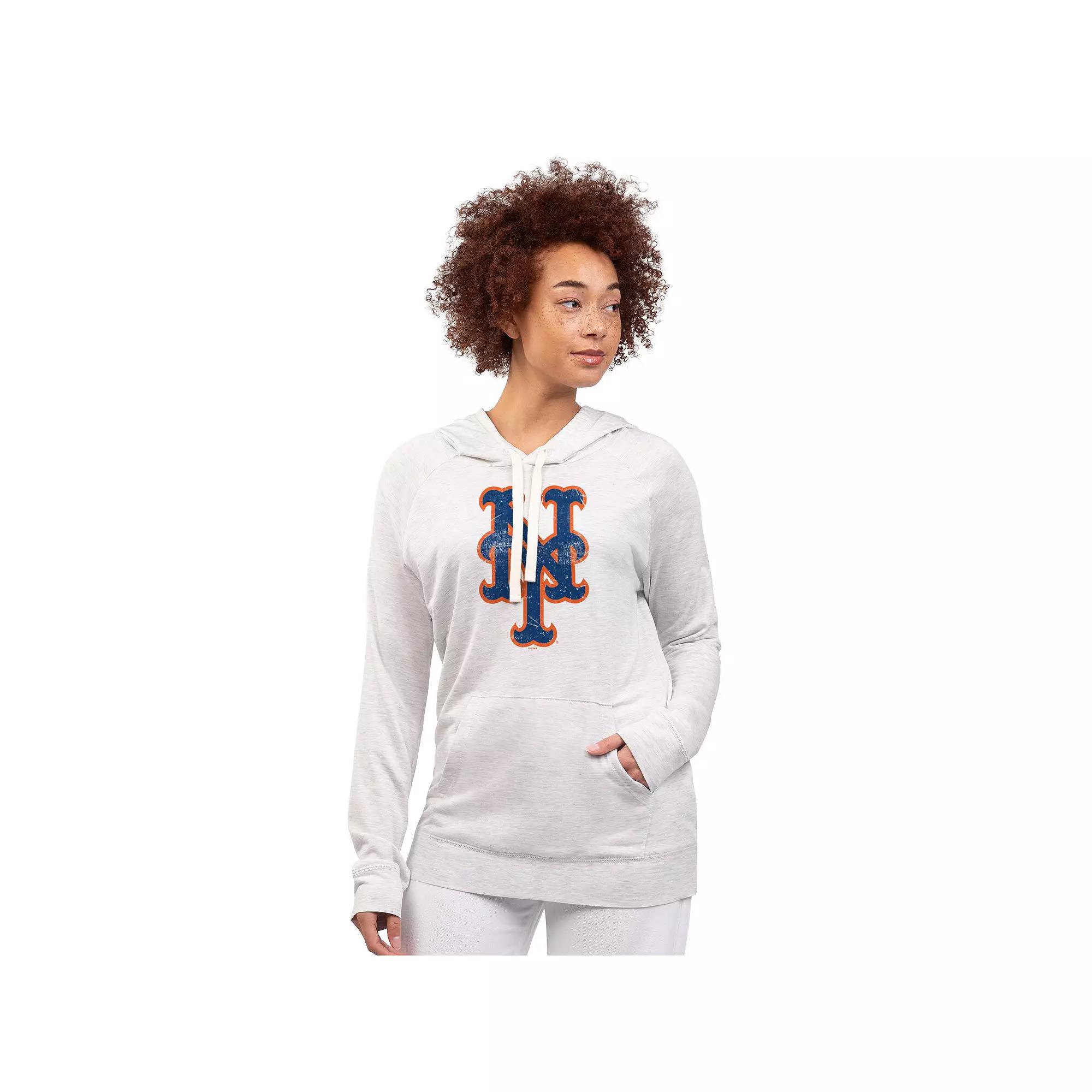 Women's G-III 4Her by Carl Banks Oatmeal New York Mets Pregame Pullover Hoodie, Size: Large, Team Product Image