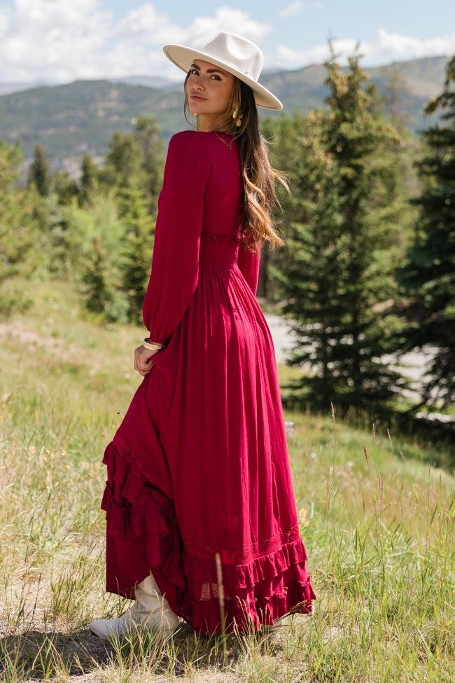 Lucky to Have You Wine Maxi Dress SALE Product Image