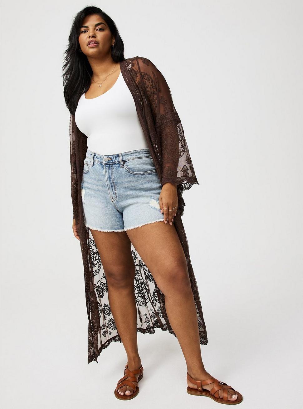 Embroidered Lace Mesh Kimono Product Image