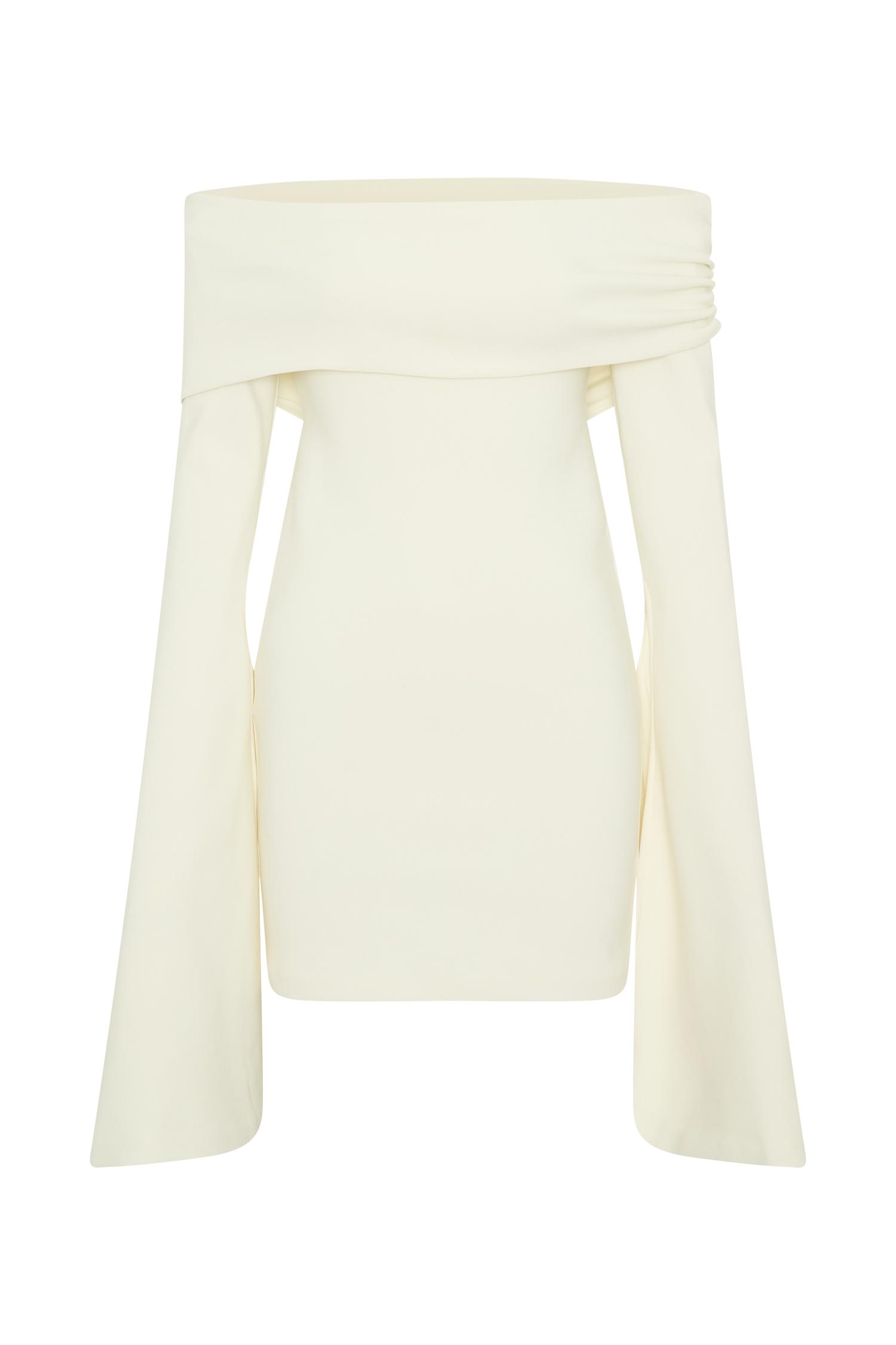 Dominique Off Shoulder Long Sleeve Mini Dress - Ivory Product Image