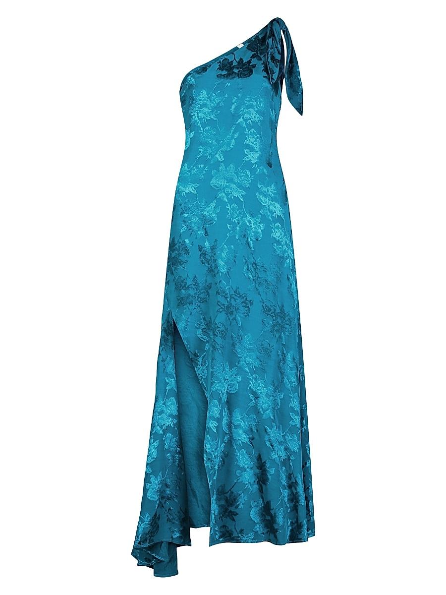 Womens Audrey Satin Jacquard One-Shoulder Maxi Dress Product Image