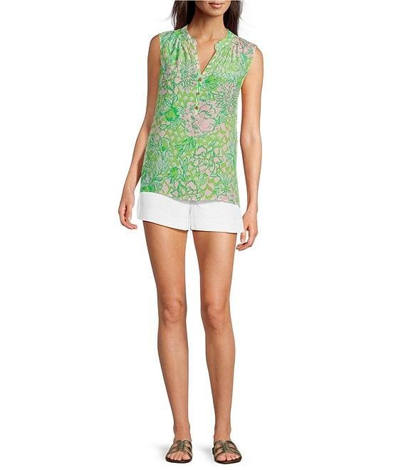 Lilly Pulitzer Elsa Printed Silk V-Neck Sleeveless Blouse Product Image