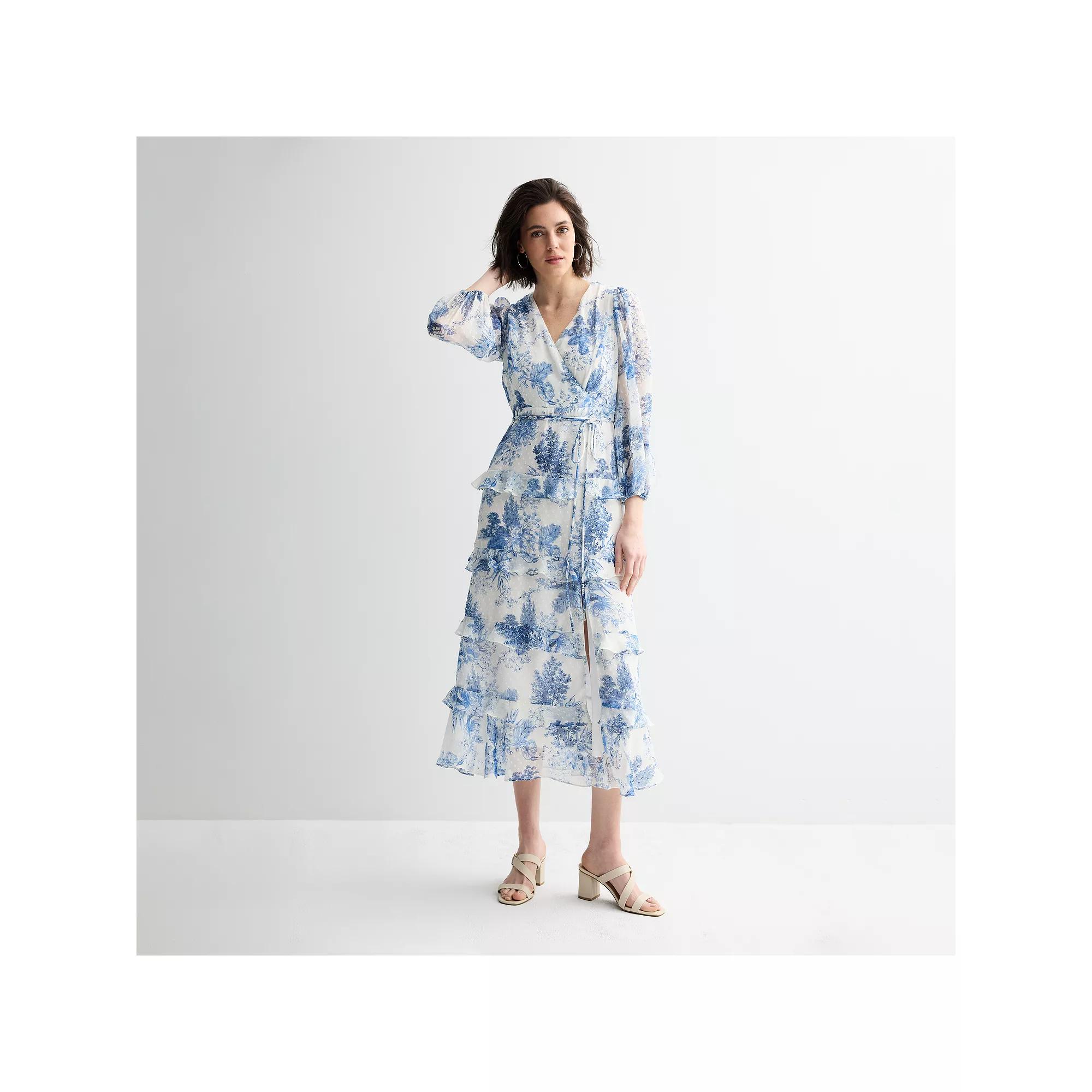 Women's Maison Tara Toile Surplice Tiered Ruffle Maxi Dress,  Product Image