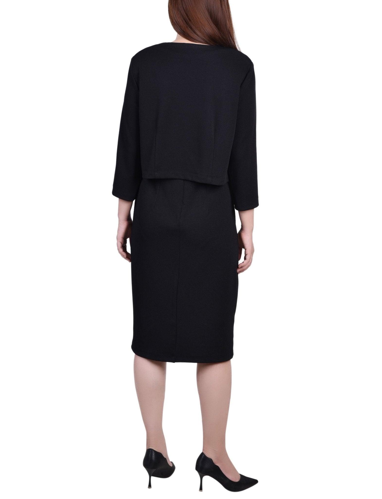 Black 2 Piece Colorblocked Dress Set - Petite Product Image