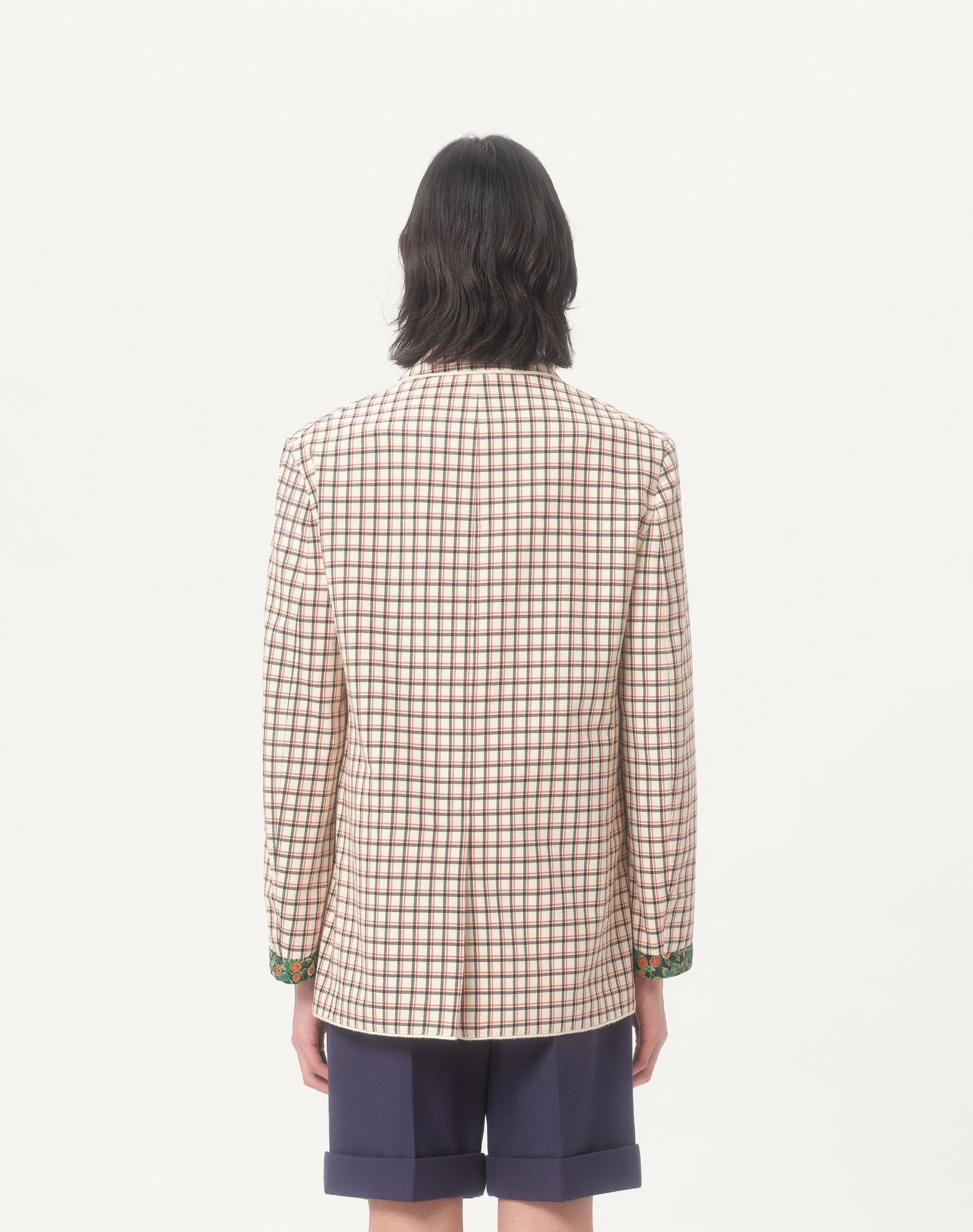 Single-Breasted Cotton Jacket With Check Pattern And Printed Edges Product Image
