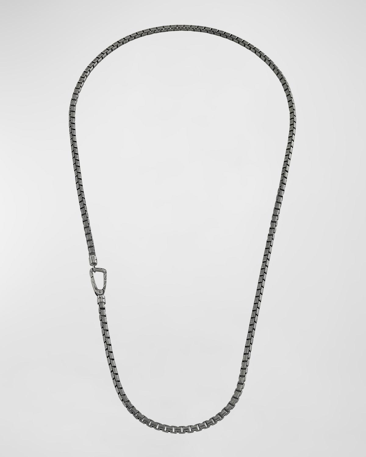 Mens Ulysses Box Chain Necklace in Silver, 62mm Product Image