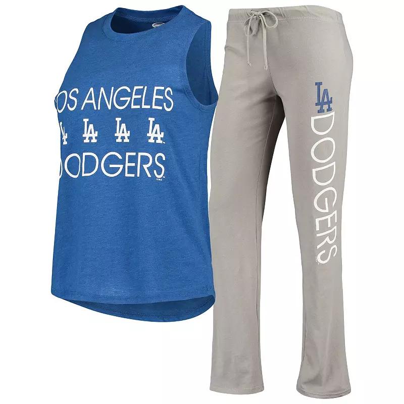 Women's Concepts Sport Gray/Royal Los Angeles Dodgers Meter Muscle Tank Top & Pants Sleep Set,  Product Image