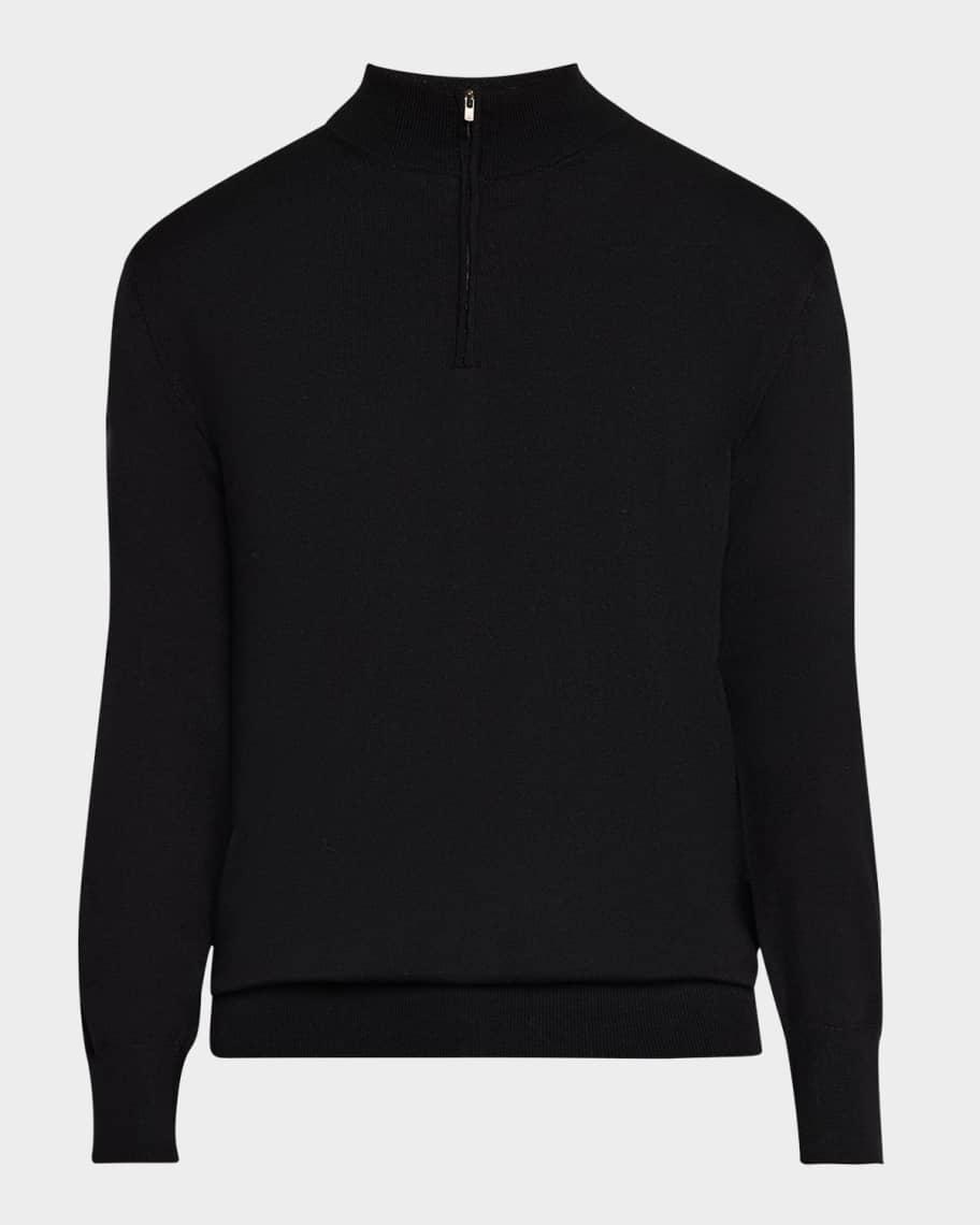 Mens Fine Knit Quarter-Zip Sweater Product Image