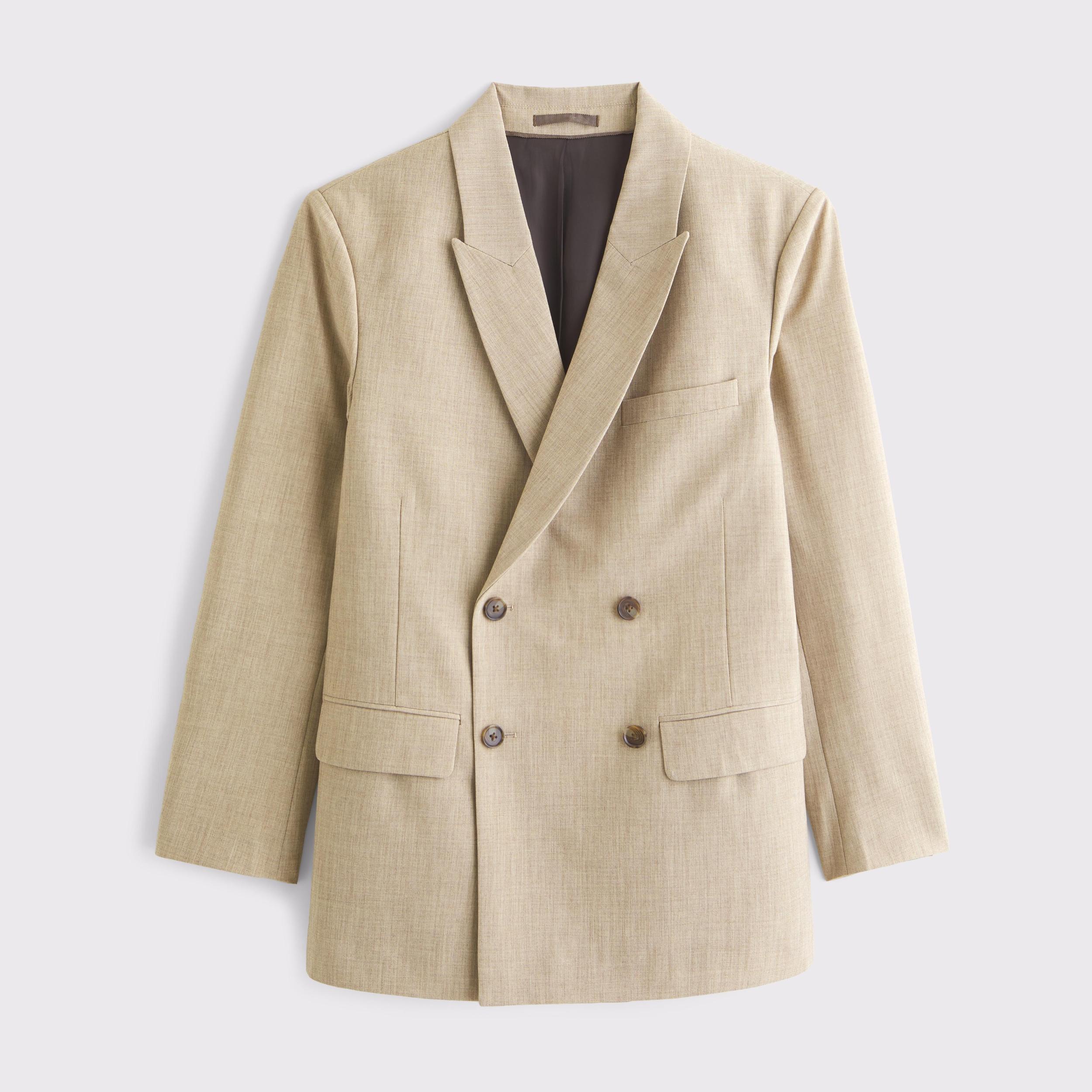 The A&F Collins Double-Breasted Cotton-Texture Blazer Product Image