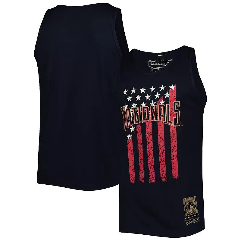 Men's Mitchell & Ness Navy Washington Nationals Cooperstown Collection Stars and Stripes Tank Top,  Product Image