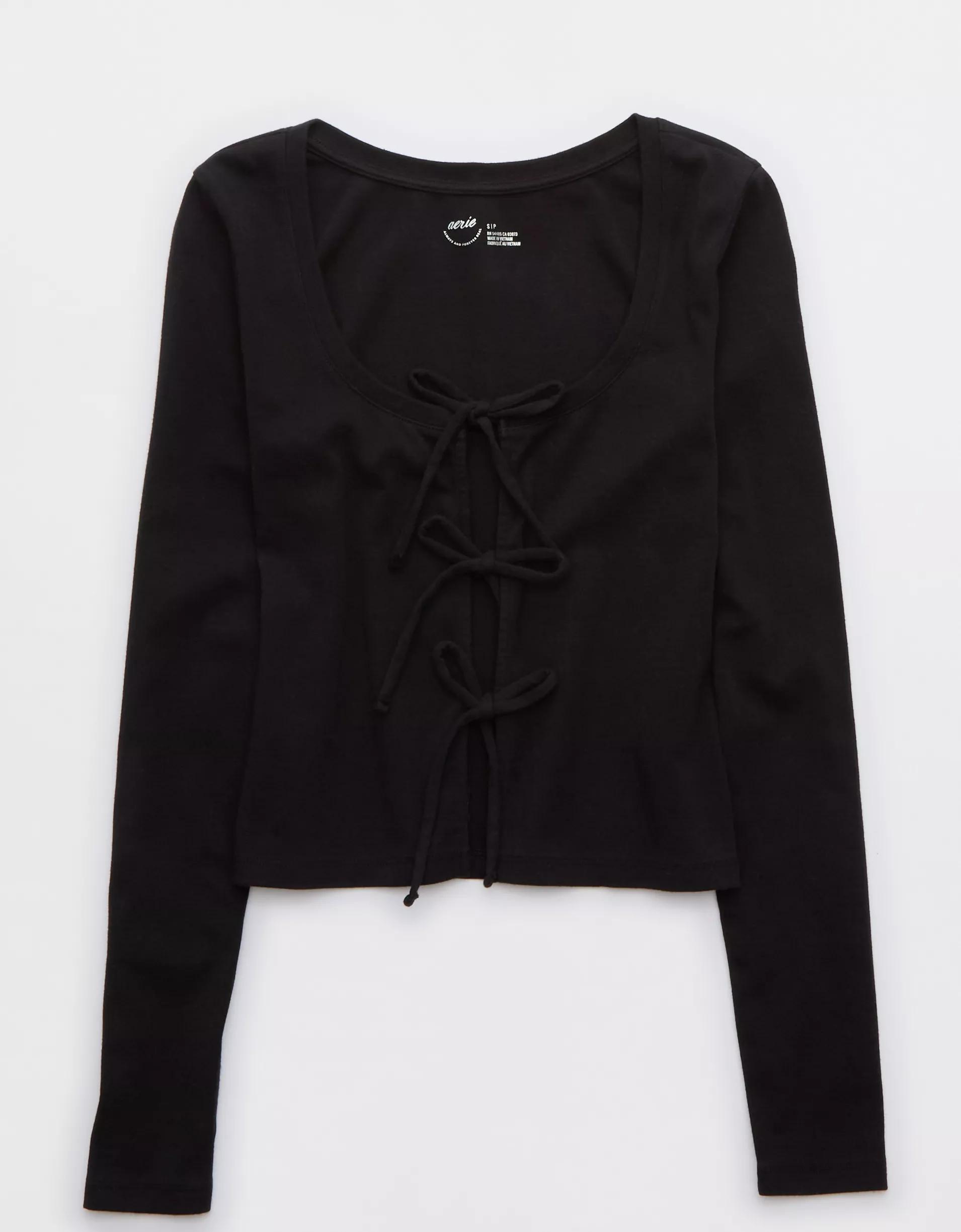 Aerie Long Sleeve Tie Front Cardigan Product Image