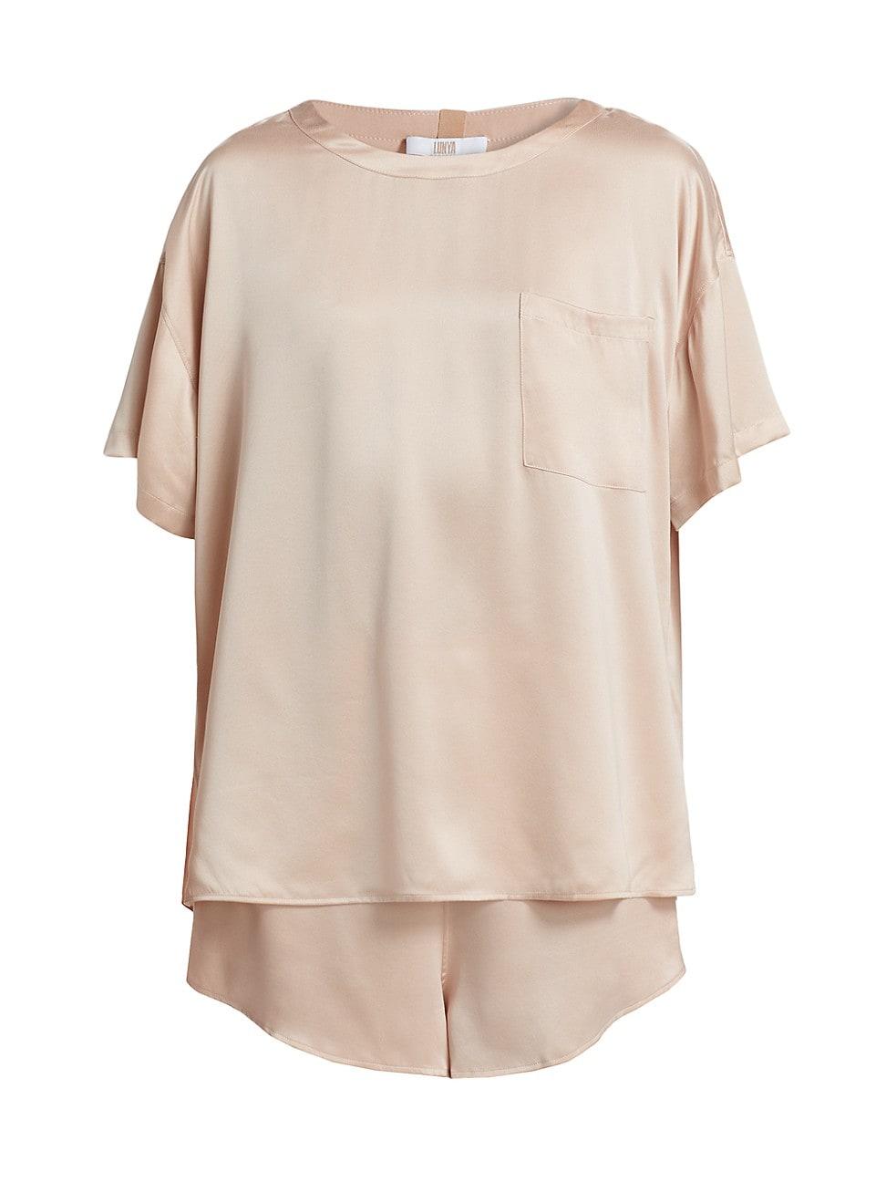 Womens Washable Silk T-Shirt & Shorts Set Product Image